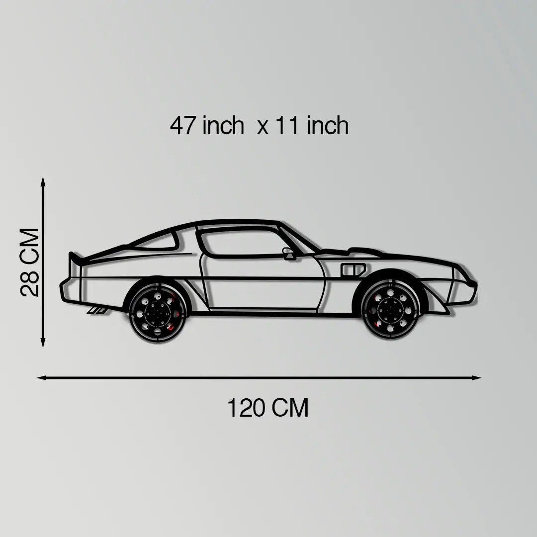 Pontiac Trans Am Metal Car Wall Art with Rotating Wheels - Classic American Muscle Silhouette - Interactive Firebird Wall Decor - KAFMEKA154 by Enova Art