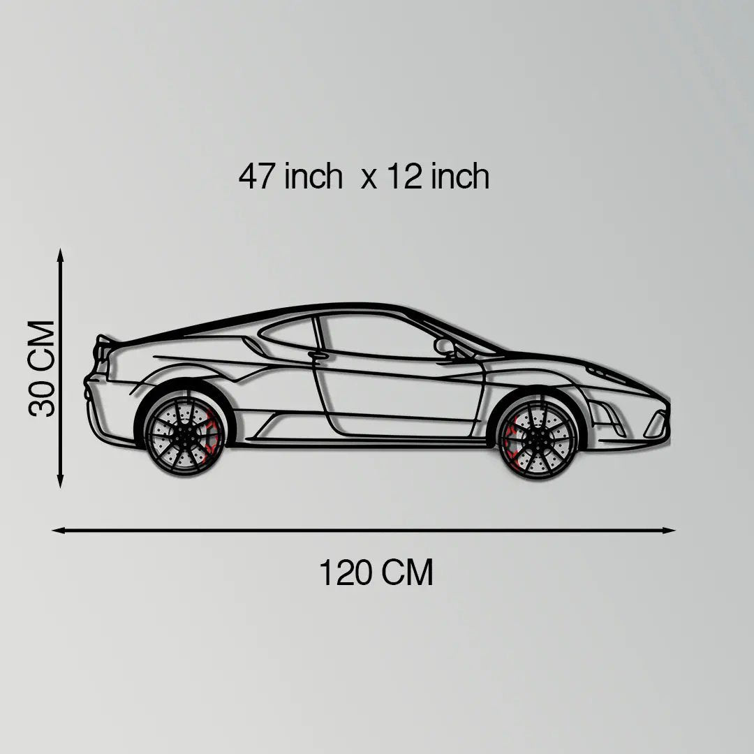 Ferrari F430 Scuderia Metal Car Wall Art with Rotating Wheels - Track-Focused V8 Silhouette - Interactive Automotive Wall Art - KAFMEKA133 by Enova Art