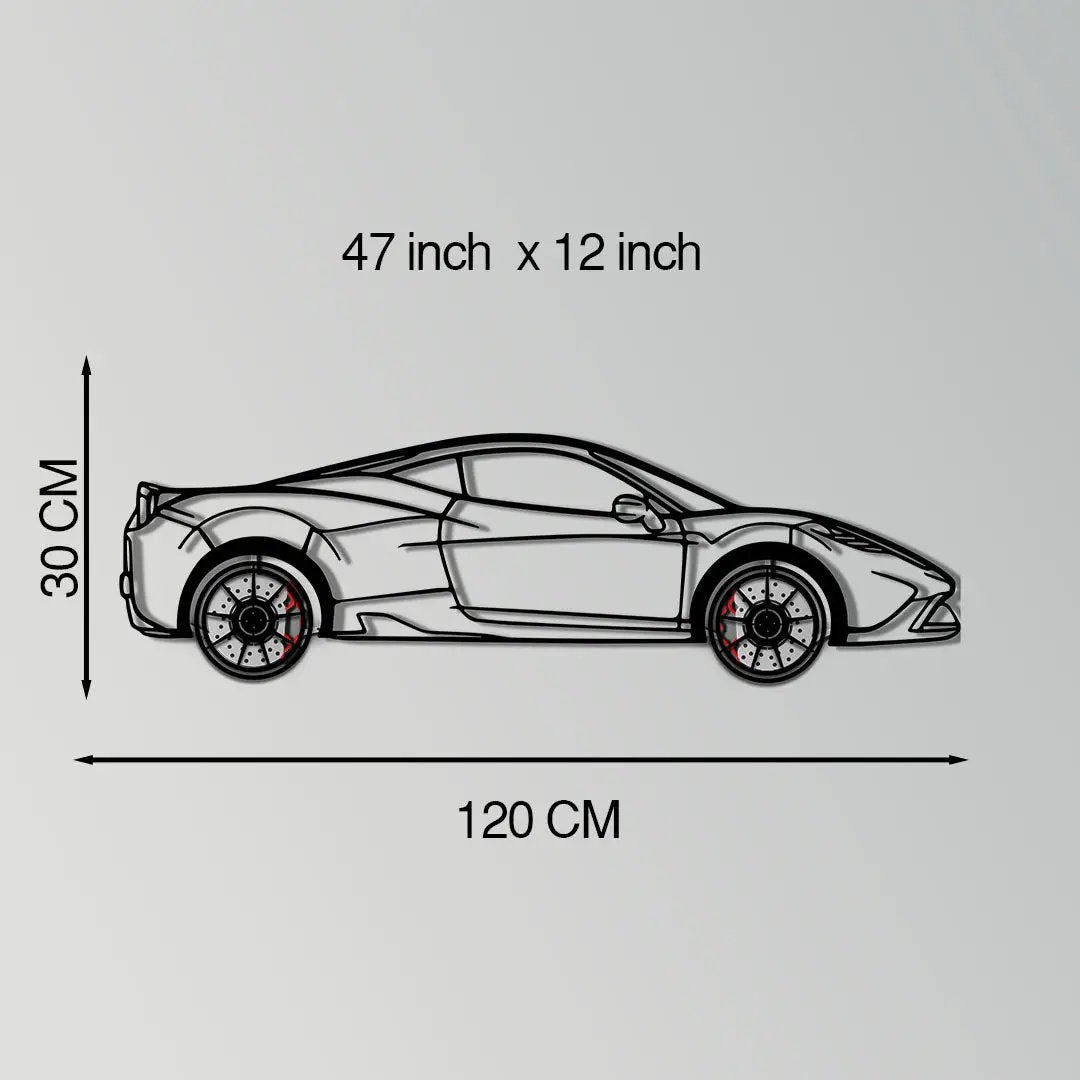 Ferrari 458 Speciale Metal Car Wall Art with Rotating Wheels - Track-Focused V8 Silhouette - Interactive Automotive Wall Decor - KAFMEKA125 by Enova Art
