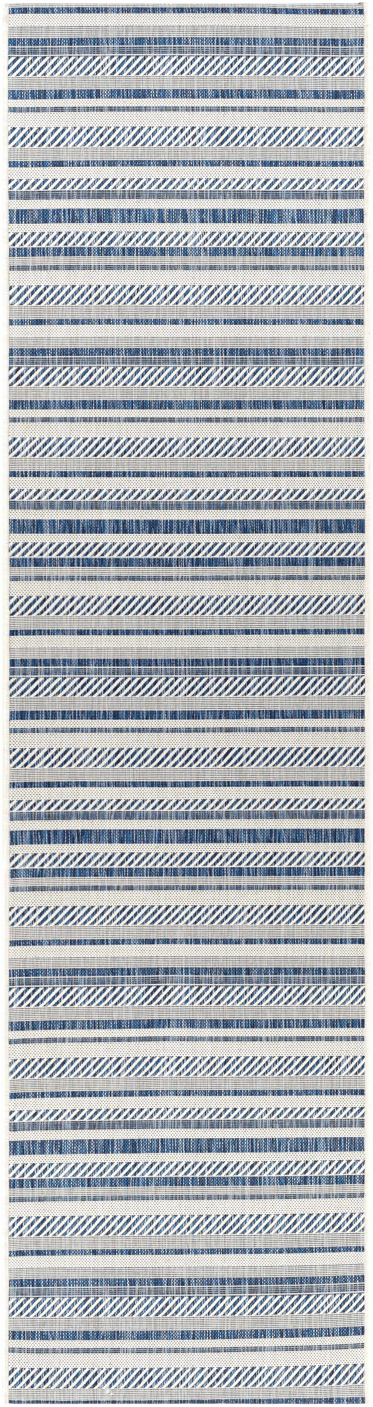 Olin White&Blue Striped Nordic Outdoor Rug, photo 22 of 30