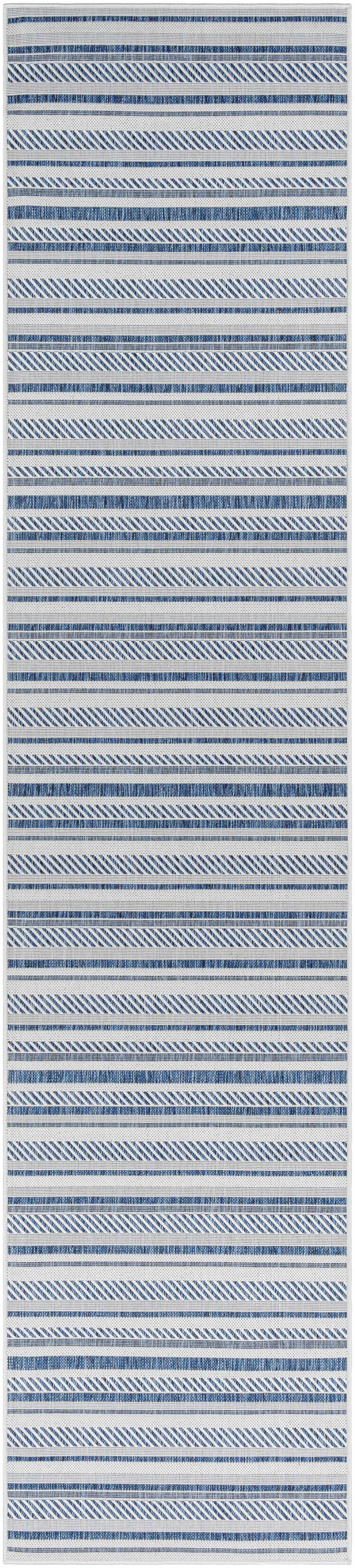 Olin White&Blue Striped Nordic Outdoor Rug, photo 29 of 30