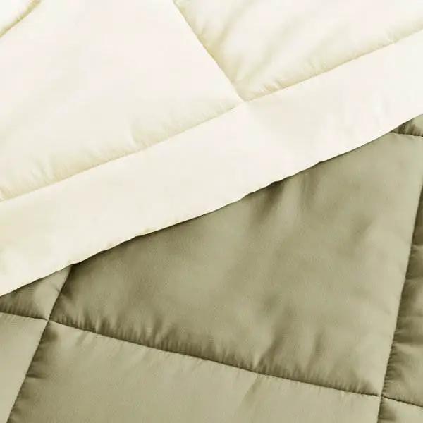 King/Cal King 3-Piece Microfiber Reversible Comforter Set in Sage Green/Cream by HomePacific