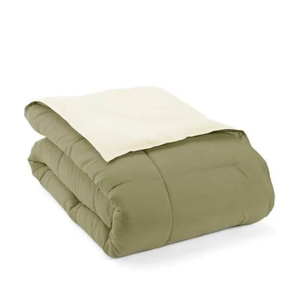 King/Cal King 3-Piece Microfiber Reversible Comforter Set in Sage Green/Cream by HomePacific