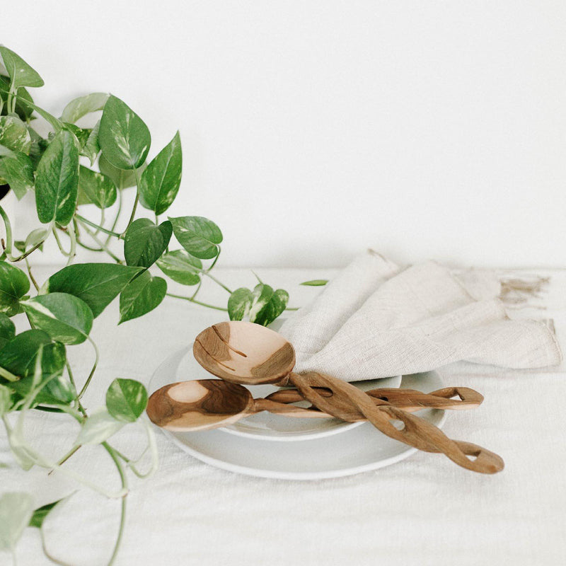 Olive Wood Spiral Salad Servers, photo 4 of 5