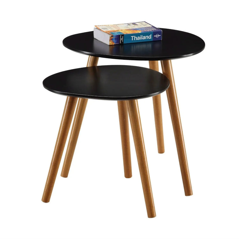 Set of 2 - Modern Mid-Century Style Nesting Tables End Table in Black by HomePacific