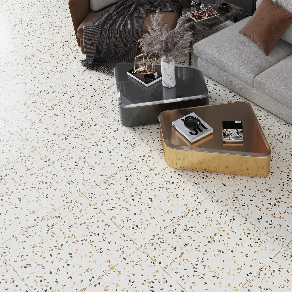 Beige Gold 24x24 Honed Square Terrazzo Large Format Tile (2 pack, 7.75 sq ft/case) by Apollo Tile