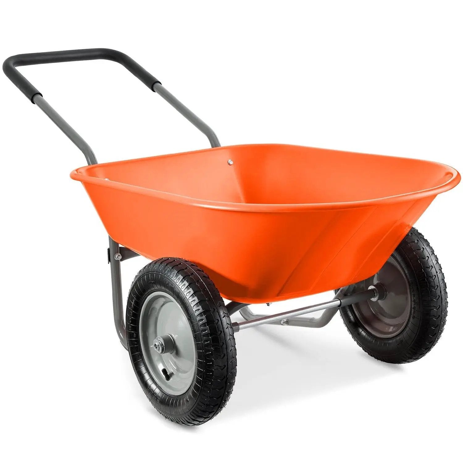 Heavy Duty 2-Wheel Multipurpose Rust Proof Wheelbarrow - Orange by HomePacific