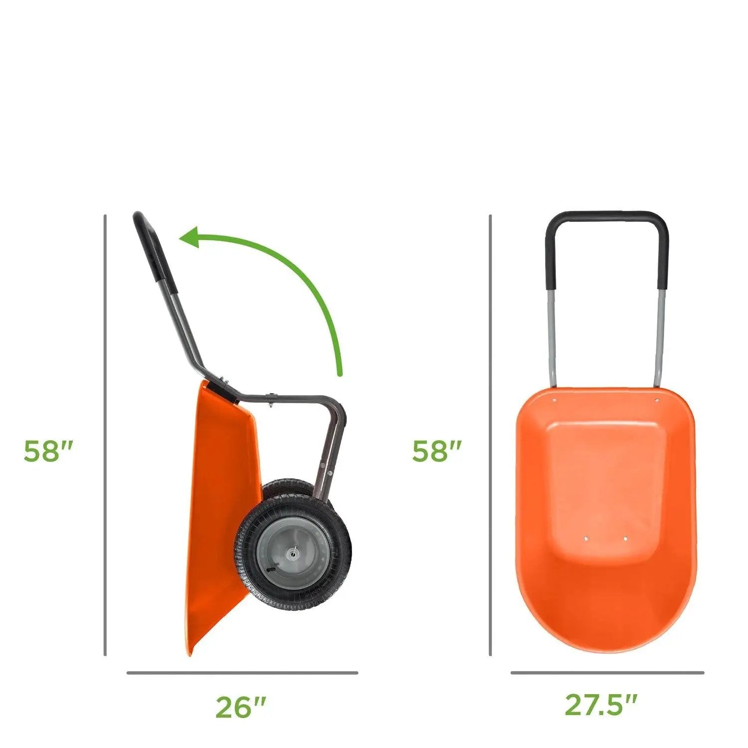 Heavy Duty 2-Wheel Multipurpose Rust Proof Wheelbarrow - Orange by HomePacific