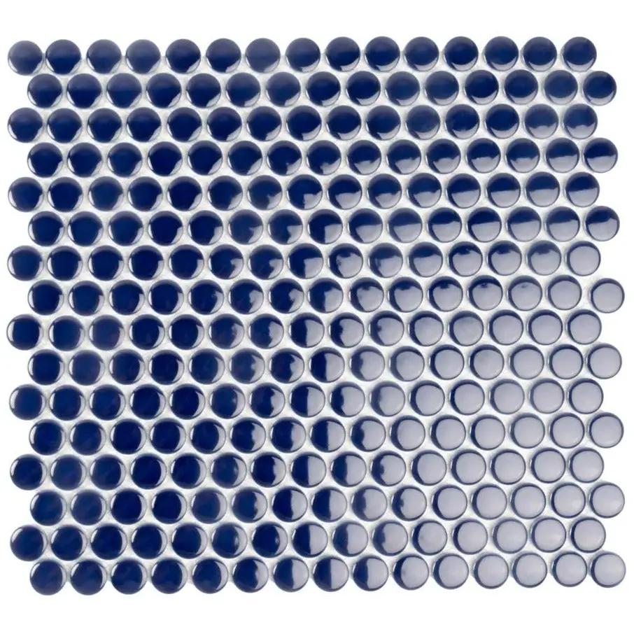 Indigo Blue 12x12 Glossy Penny Round Porcelain Mosaic Tile (10 pack, 9.87 sq ft/case) by Apollo Tile