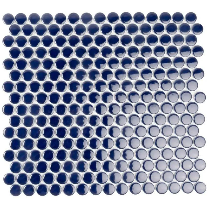 Indigo Blue 12x12 Glossy Penny Round Porcelain Mosaic Tile (10 pack, 9.87 sq ft/case) by Apollo Tile