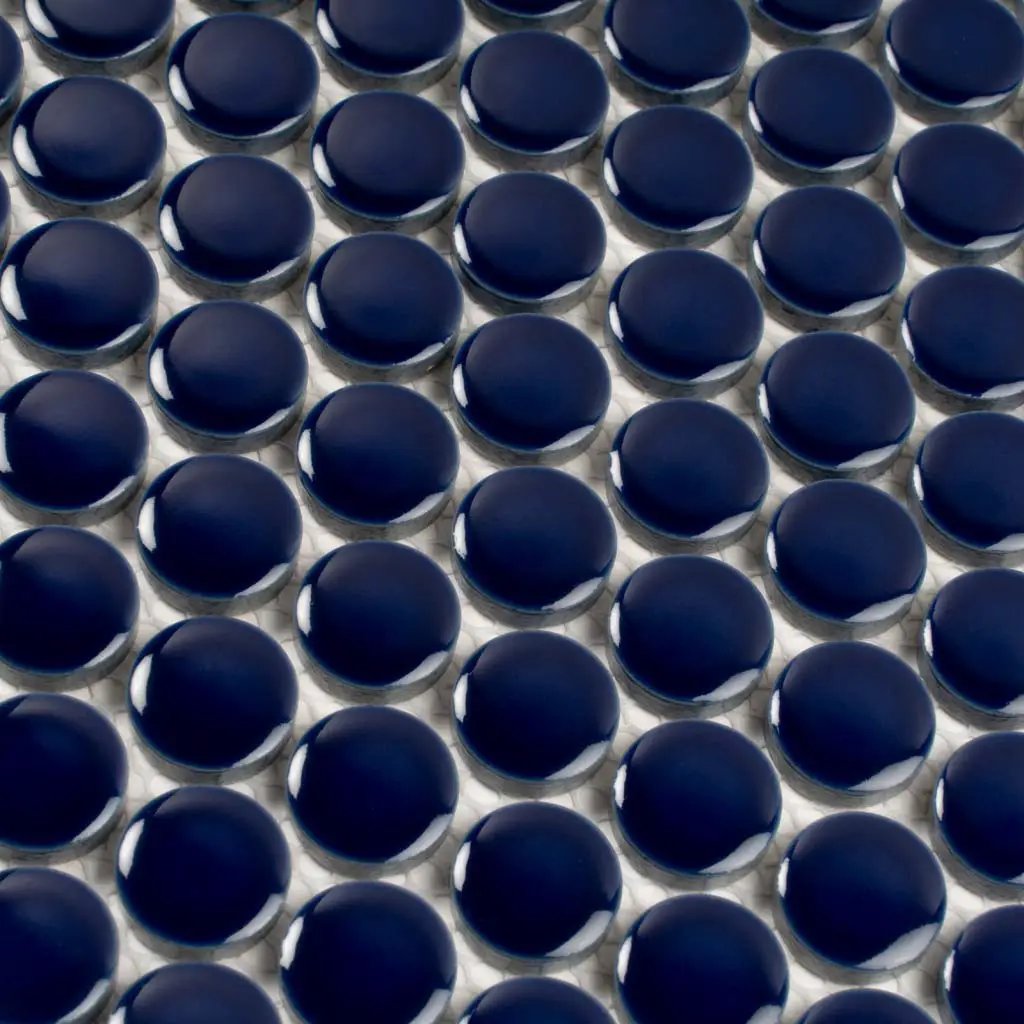 Indigo Blue 12x12 Glossy Penny Round Porcelain Mosaic Tile (10 pack, 9.87 sq ft/case) by Apollo Tile