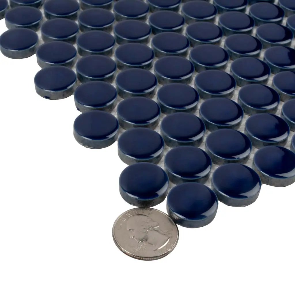Indigo Blue 12x12 Glossy Penny Round Porcelain Mosaic Tile (10 pack, 9.87 sq ft/case) by Apollo Tile