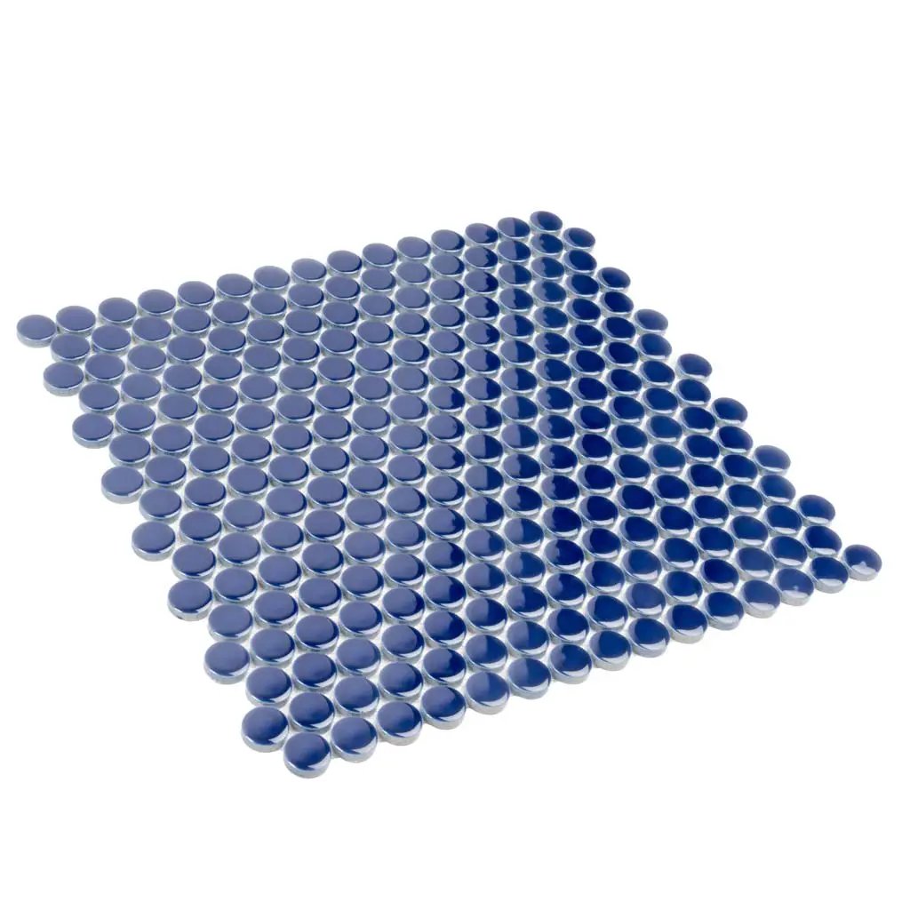 Indigo Blue 12x12 Glossy Penny Round Porcelain Mosaic Tile (10 pack, 9.87 sq ft/case) by Apollo Tile