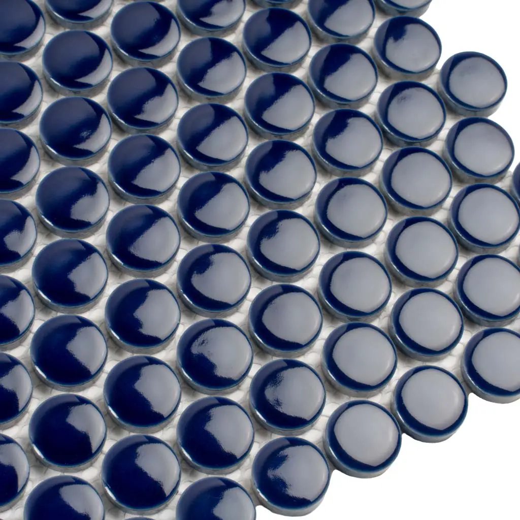 Indigo Blue 12x12 Glossy Penny Round Porcelain Mosaic Tile (10 pack, 9.87 sq ft/case) by Apollo Tile