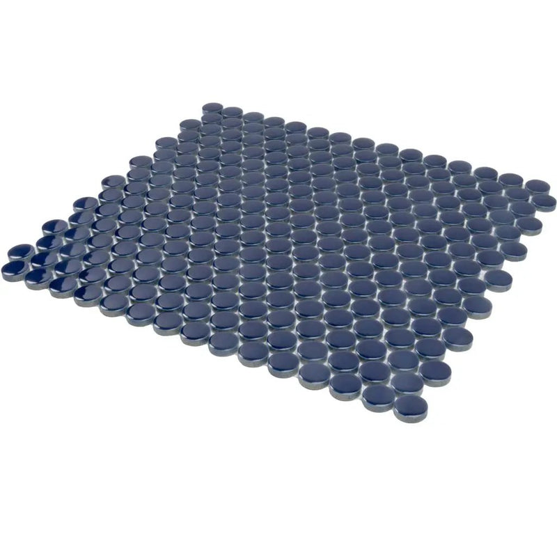 Indigo Blue 12x12 Glossy Penny Round Porcelain Mosaic Tile (10 pack, 9.87 sq ft/case) by Apollo Tile