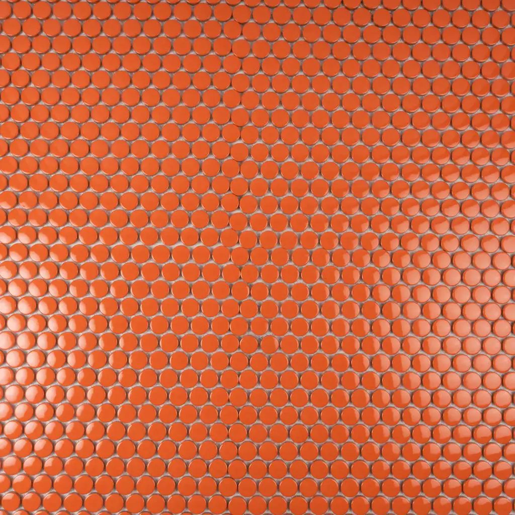 Orange 12x12 Glossy Penny Round Porcelain Mosaic Tile (10 pack, 9.87 sq ft/case) by Apollo Tile