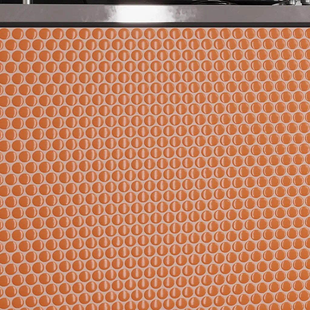Orange 12x12 Glossy Penny Round Porcelain Mosaic Tile (10 pack, 9.87 sq ft/case) by Apollo Tile