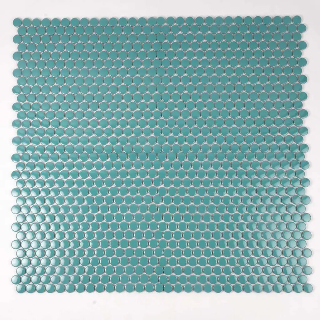 Turquoise 12x12 Glossy Penny Round Porcelain Mosaic Tile (10 pack, 9.87 sq ft/case) by Apollo Tile