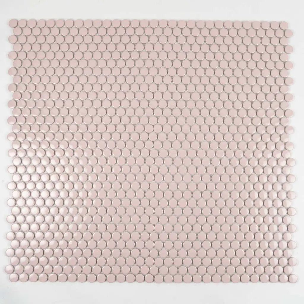 Nude Pink 12x12 Glossy Penny Round Porcelain Mosaic Tile (10 pack, 9.87 sq ft/case) by Apollo Tile