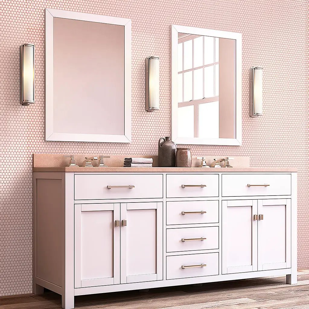 Nude Pink 12x12 Glossy Penny Round Porcelain Mosaic Tile (10 pack, 9.87 sq ft/case) by Apollo Tile