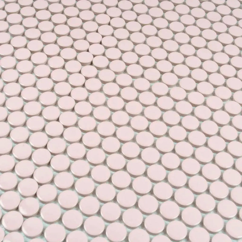 Nude Pink 12x12 Glossy Penny Round Porcelain Mosaic Tile (10 pack, 9.87 sq ft/case) by Apollo Tile