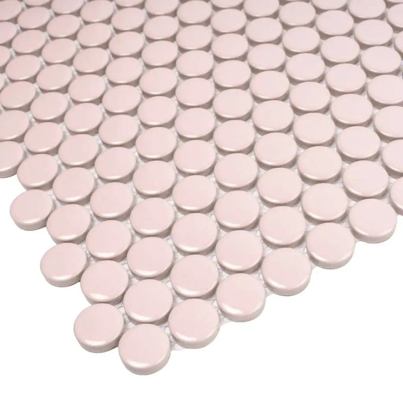 Nude Pink 12x12 Glossy Penny Round Porcelain Mosaic Tile (10 pack, 9.87 sq ft/case) by Apollo Tile