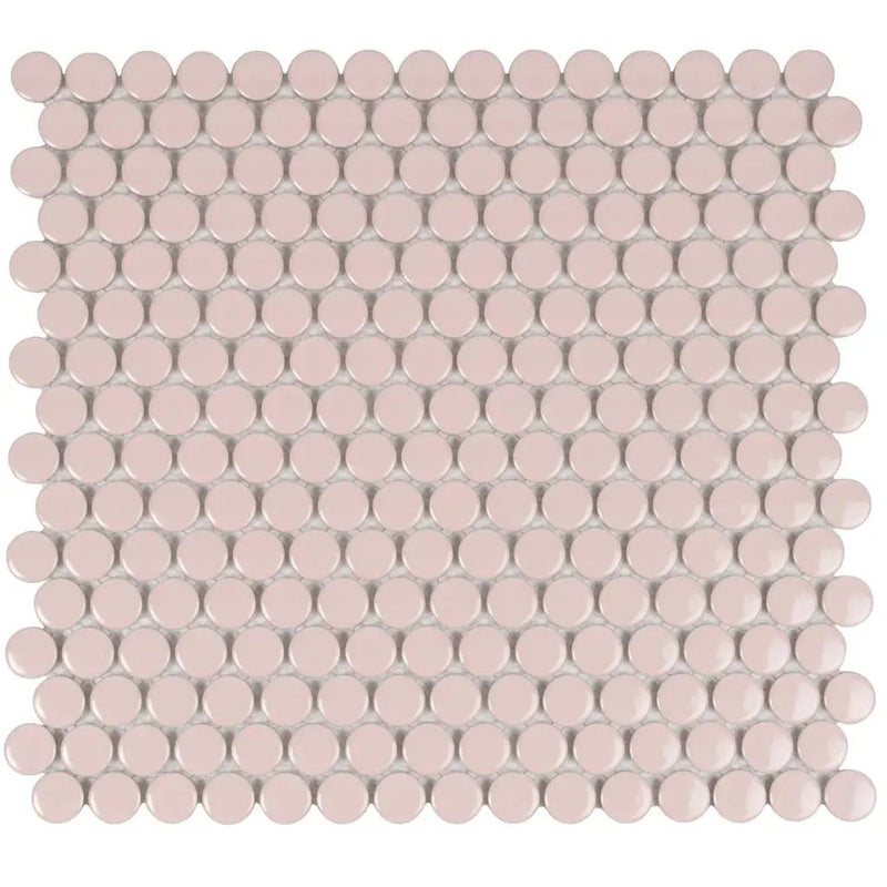 Nude Pink 12x12 Glossy Penny Round Porcelain Mosaic Tile (10 pack, 9.87 sq ft/case) by Apollo Tile