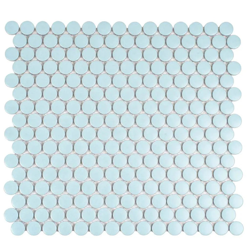 Cyan Blue 12x12 Matte Penny Round Porcelain Mosaic Tile (10 pack, 9.87 sq ft/case) by Apollo Tile