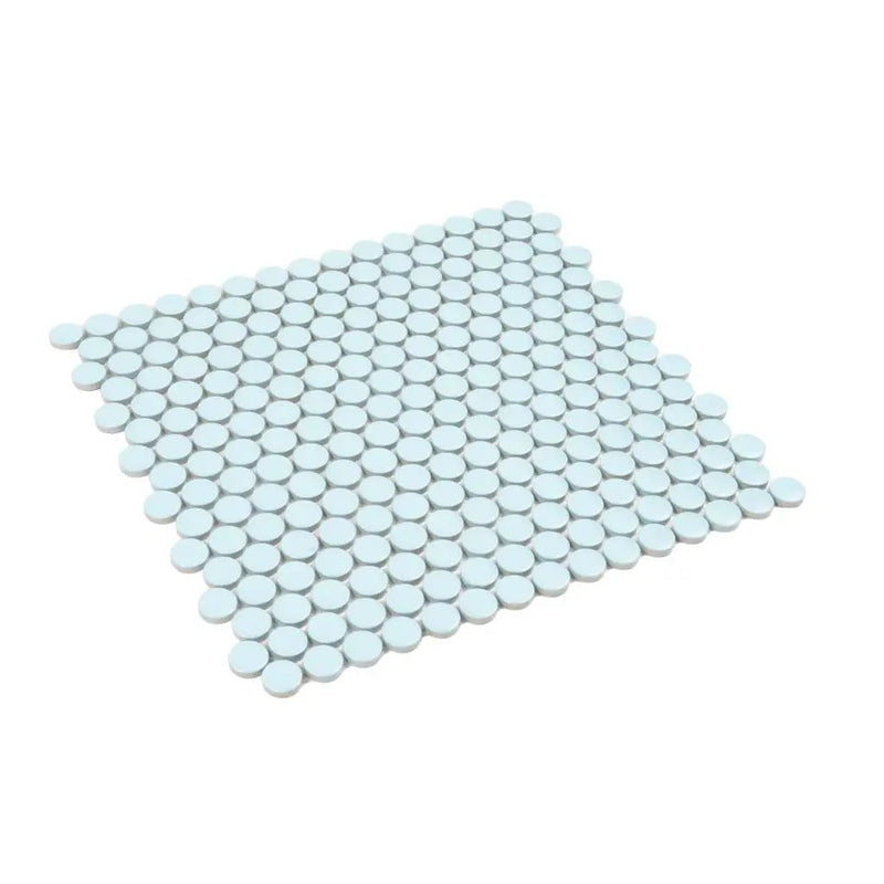 Cyan Blue 12x12 Matte Penny Round Porcelain Mosaic Tile (10 pack, 9.87 sq ft/case) by Apollo Tile
