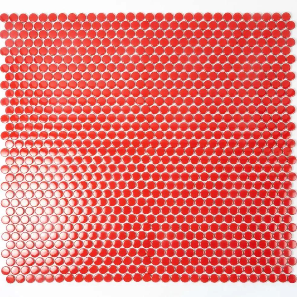 Red 12x12 Glossy Penny Round Porcelain Mosaic Tile (10 pack, 9.87 sq ft/case) by Apollo Tile