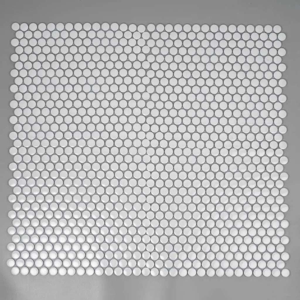 Cotton White 12x12 Glossy Penny Round Porcelain Mosaic Tile (10 pack, 9.87 sq ft/case) by Apollo Tile