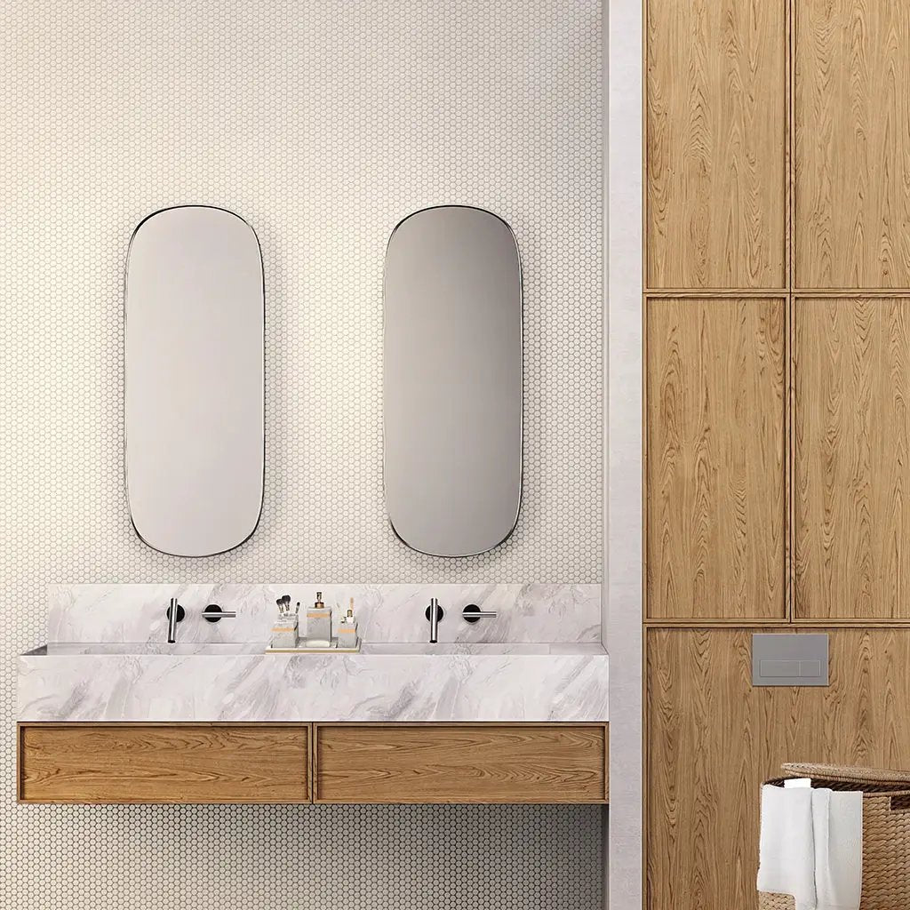 Pearl White 12x12 Matte Penny Round Porcelain Mosaic Tile (10 pack, 9.87 sq ft/case) by Apollo Tile