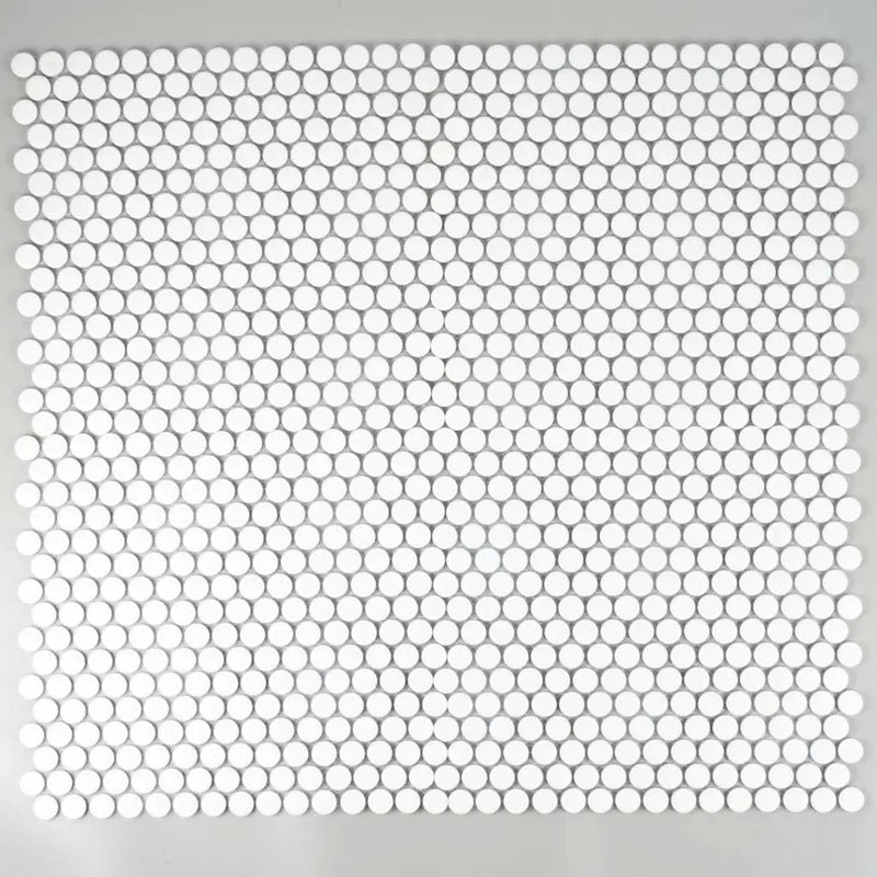 Pearl White 12x12 Matte Penny Round Porcelain Mosaic Tile (10 pack, 9.87 sq ft/case) by Apollo Tile