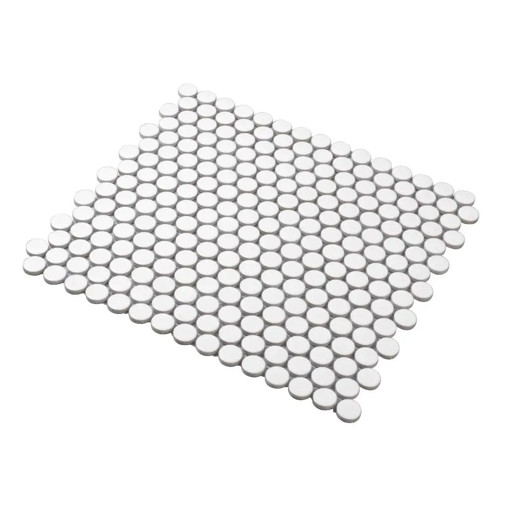 Pearl White 12x12 Matte Penny Round Porcelain Mosaic Tile (10 pack, 9.87 sq ft/case) by Apollo Tile