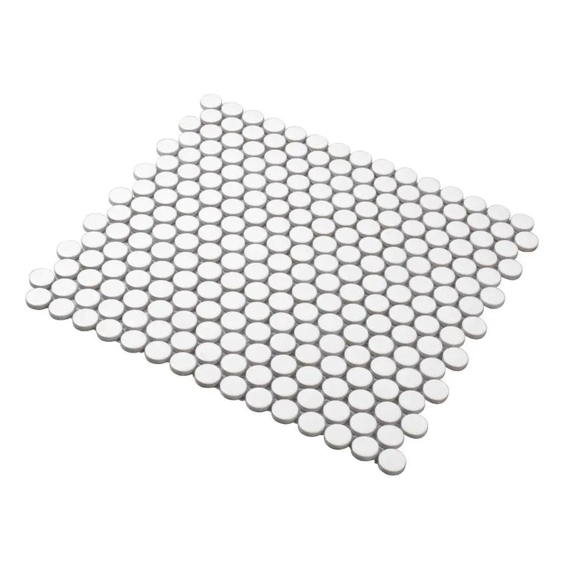 Pearl White 12x12 Matte Penny Round Porcelain Mosaic Tile (10 pack, 9.87 sq ft/case) by Apollo Tile