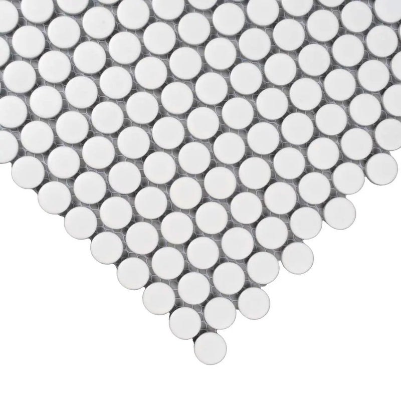Pearl White 12x12 Matte Penny Round Porcelain Mosaic Tile (10 pack, 9.87 sq ft/case) by Apollo Tile