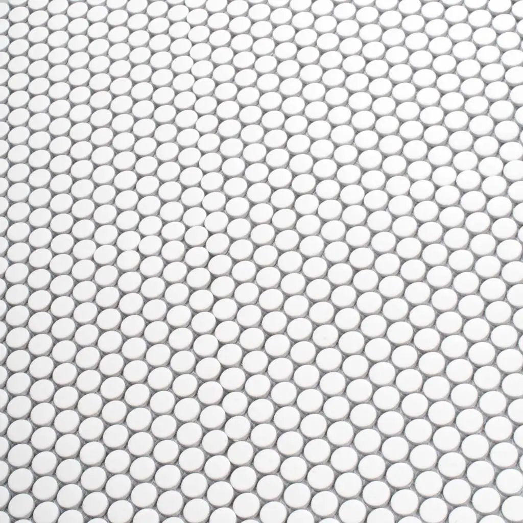 Pearl White 12x12 Matte Penny Round Porcelain Mosaic Tile (10 pack, 9.87 sq ft/case) by Apollo Tile