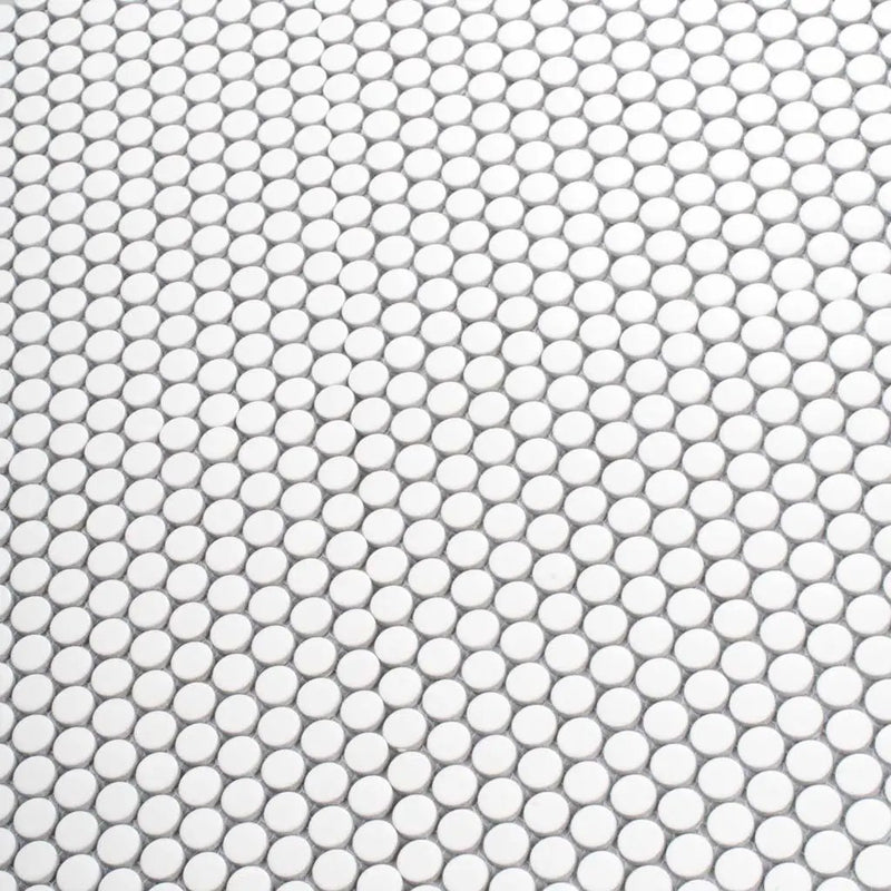 Pearl White 12x12 Matte Penny Round Porcelain Mosaic Tile (10 pack, 9.87 sq ft/case) by Apollo Tile