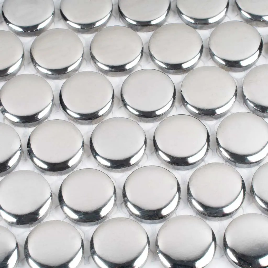 Metallic Silver 12x12 Glossy Penny Round Porcelain Mosaic Tile (10 pack, 9.87 sq ft/case) by Apollo Tile