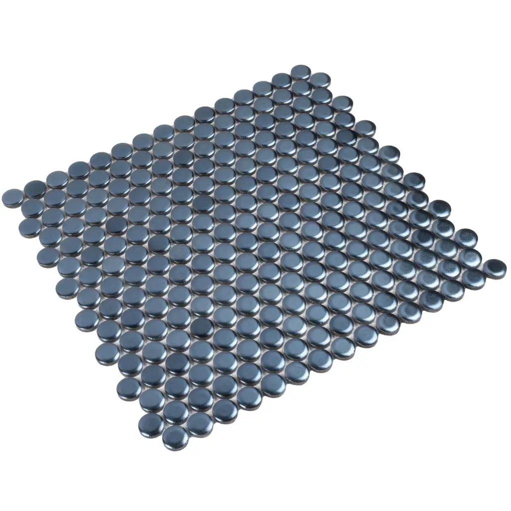 Denim Blue 12x12 Matte Penny Round Porcelain Mosaic Tile (10 pack, 9.87 sq ft/case) by Apollo Tile