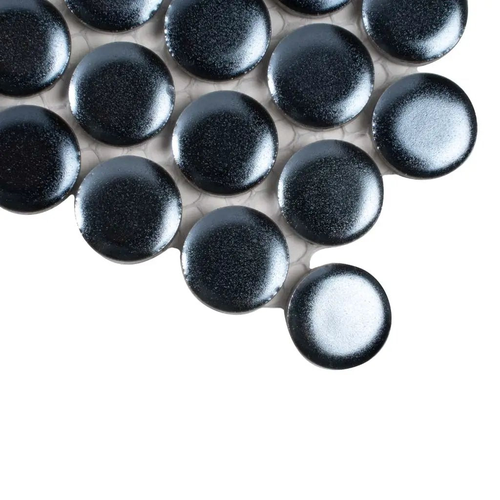 Denim Blue 12x12 Matte Penny Round Porcelain Mosaic Tile (10 pack, 9.87 sq ft/case) by Apollo Tile