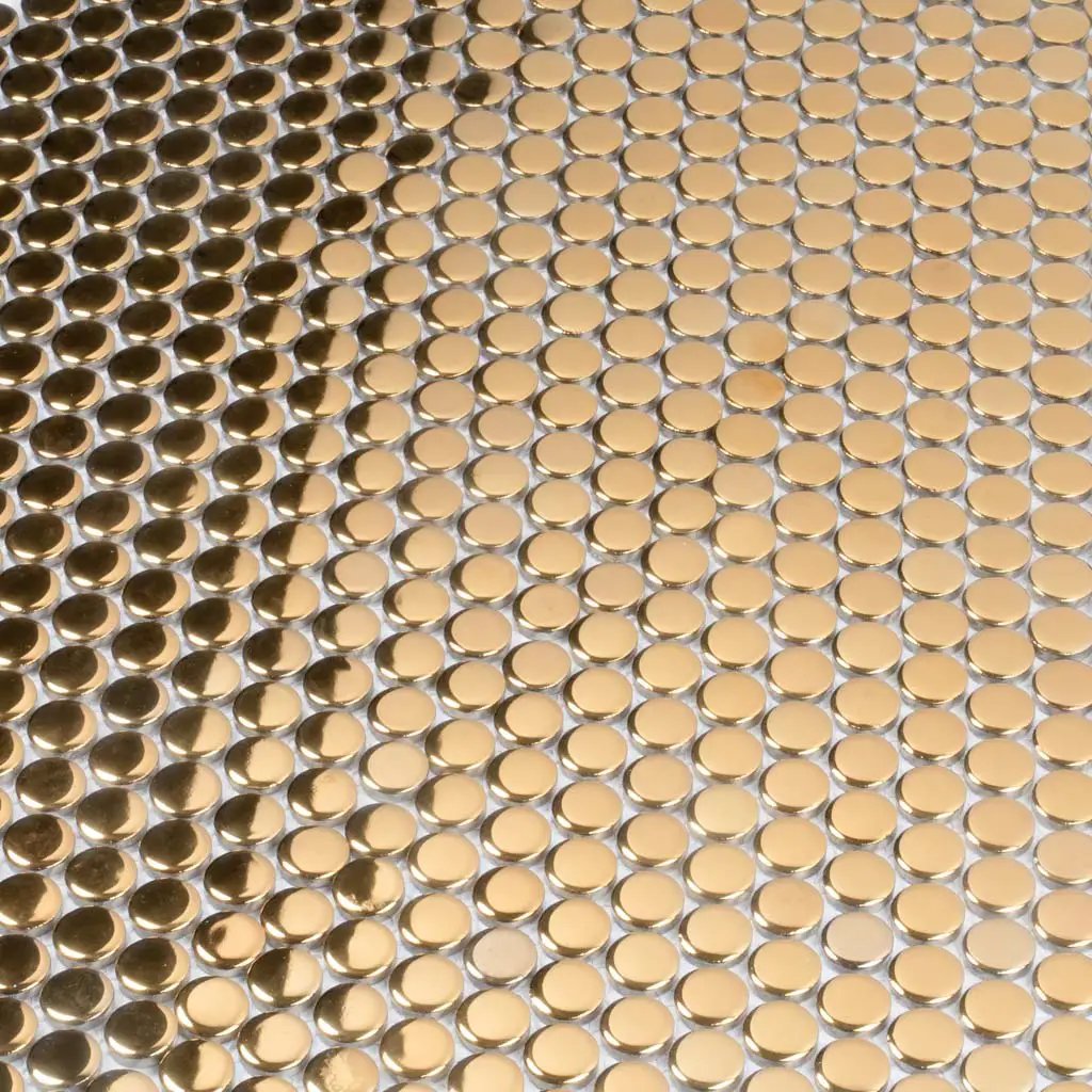 Gold 12x12 Glossy Penny Round Porcelain Mosaic Tile (10 pack, 9.87 sq ft/case) by Apollo Tile