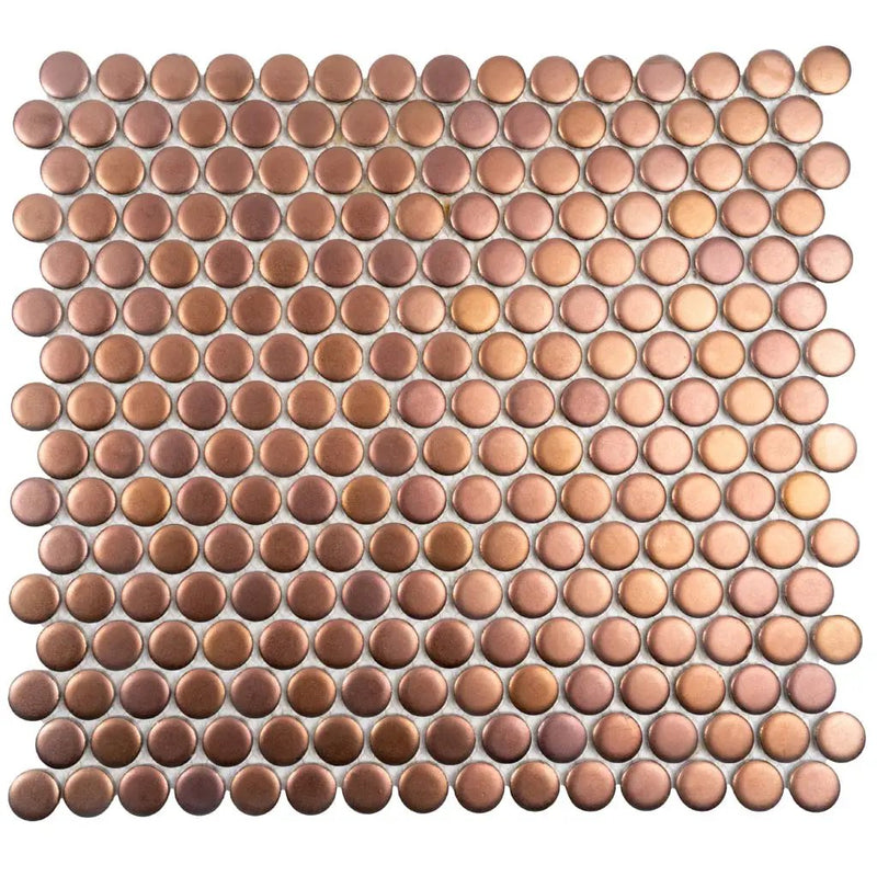 Copper Gold 12x12 Matte Penny Round Porcelain Mosaic Tile (10 pack, 9.87 sq ft/case) by Apollo Tile