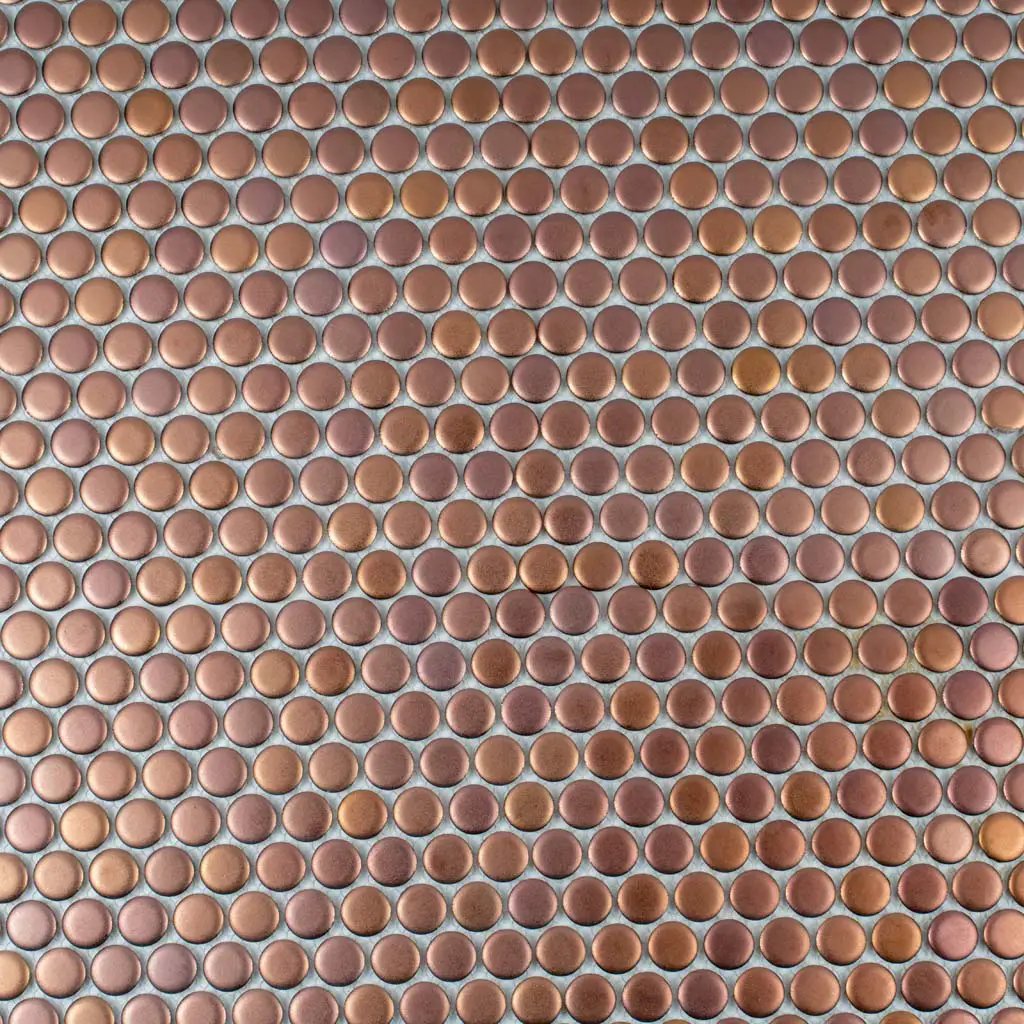 Copper Gold 12x12 Matte Penny Round Porcelain Mosaic Tile (10 pack, 9.87 sq ft/case) by Apollo Tile