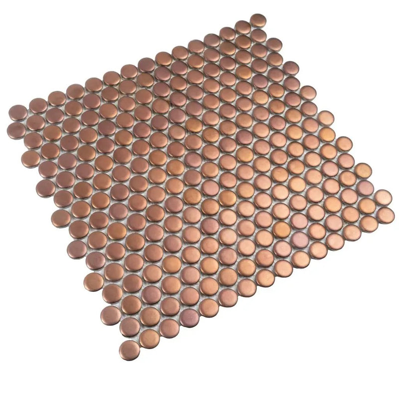 Copper Gold 12x12 Matte Penny Round Porcelain Mosaic Tile (10 pack, 9.87 sq ft/case) by Apollo Tile
