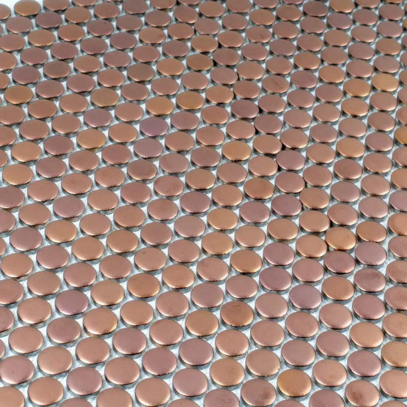 Copper Gold 12x12 Matte Penny Round Porcelain Mosaic Tile (10 pack, 9.87 sq ft/case) by Apollo Tile