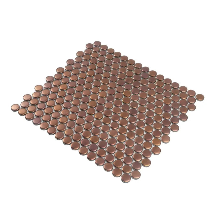 Copper Gold 12x12 Matte Penny Round Porcelain Mosaic Tile (10 pack, 9.87 sq ft/case) by Apollo Tile