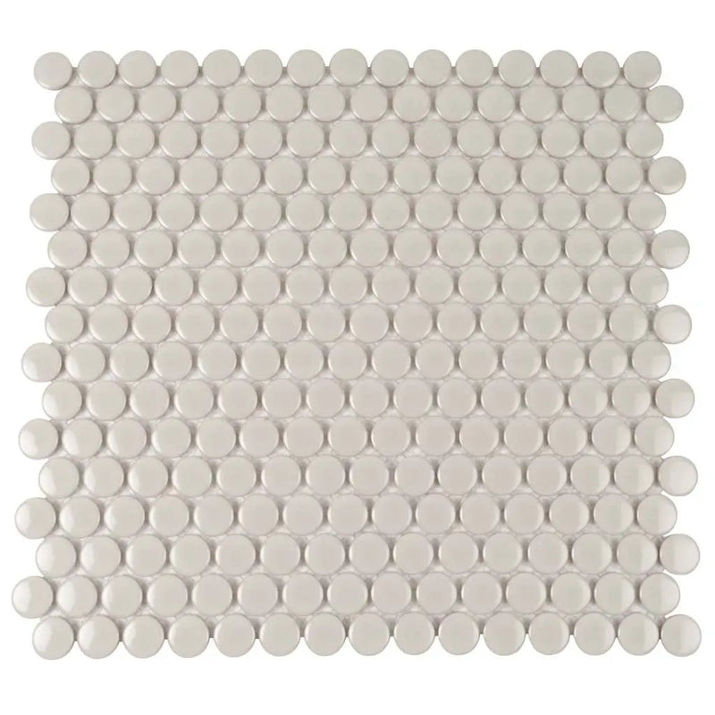 Portland Gray 12x12 Glossy Penny Round Porcelain Mosaic Tile (10 pack, 9.87 sq ft/case) by Apollo Tile
