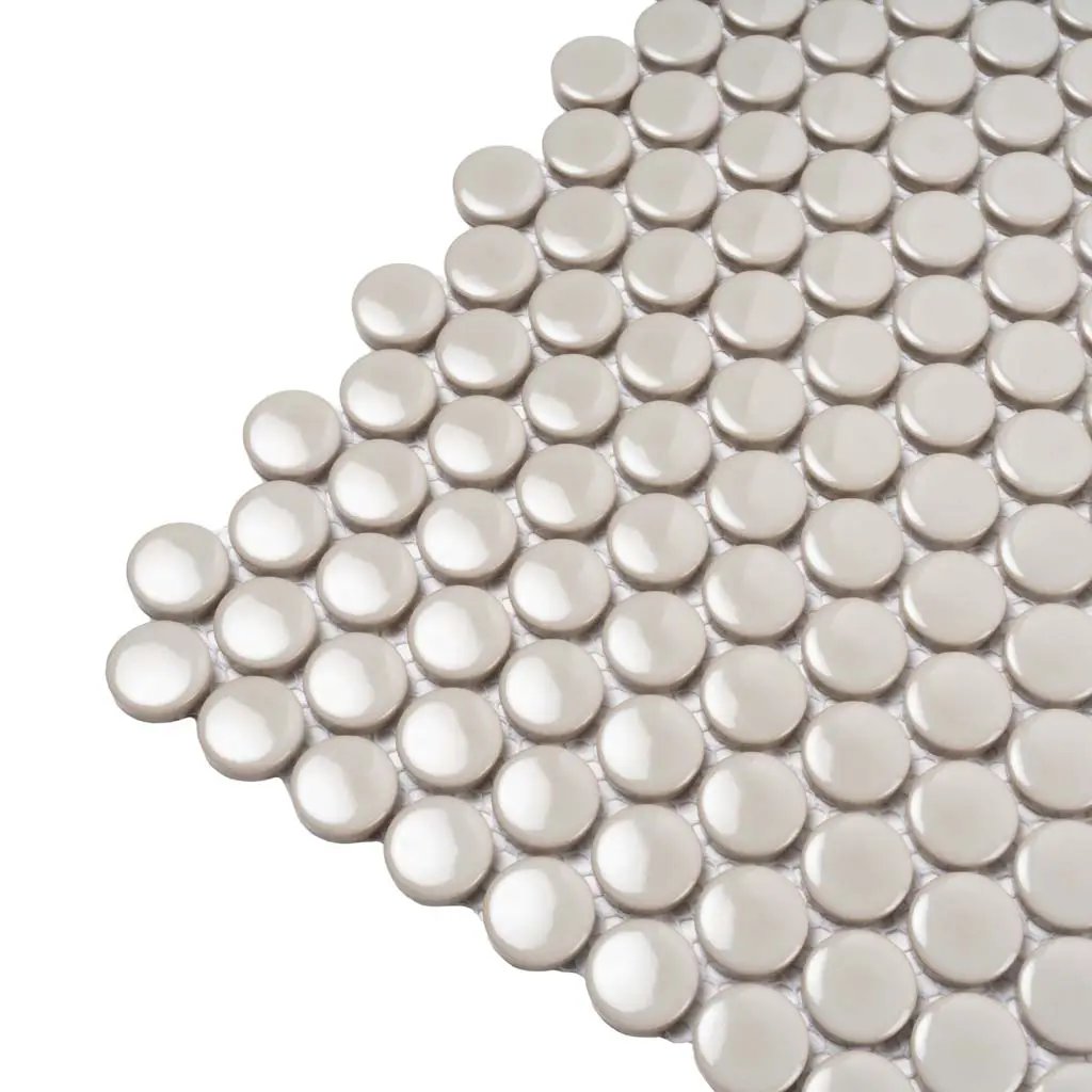 Portland Gray 12x12 Glossy Penny Round Porcelain Mosaic Tile (10 pack, 9.87 sq ft/case) by Apollo Tile