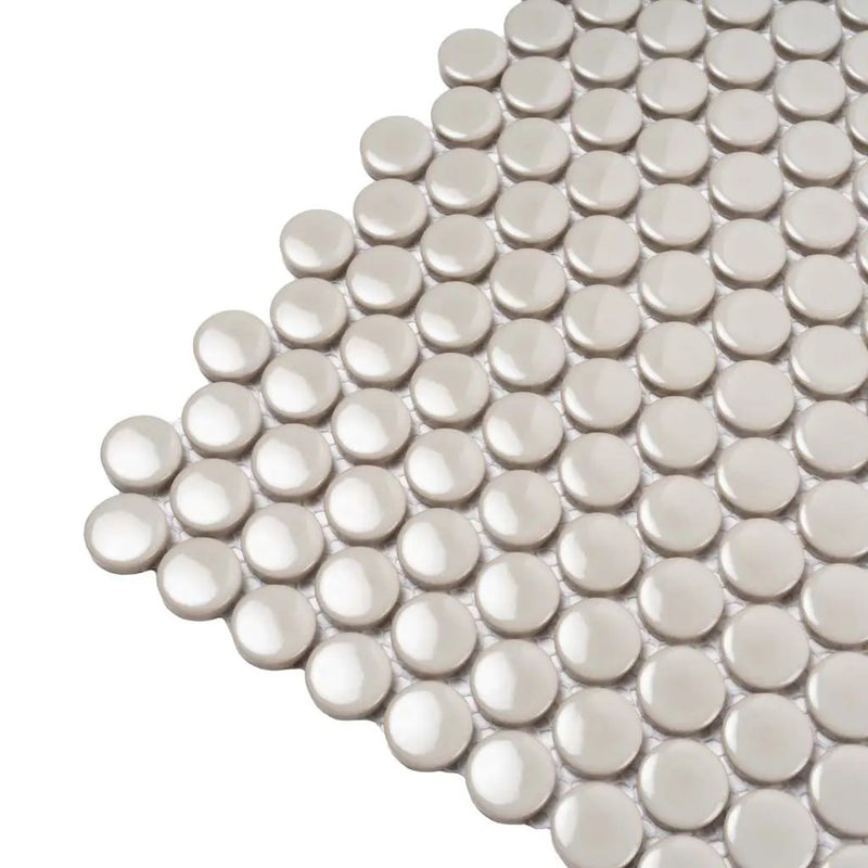 Portland Gray 12x12 Glossy Penny Round Porcelain Mosaic Tile (10 pack, 9.87 sq ft/case) by Apollo Tile